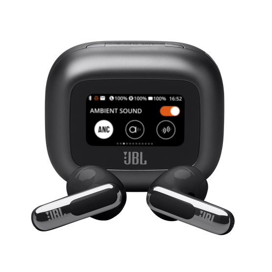 JBL Live Flex 3 - Black - True wireless noise-cancelling open-stick earbuds - Hero